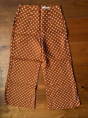 FAITHFULL THE BRAND / Terracotta Polka Dot High Waisted Linen Pants / Small